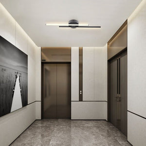 LightFixturesUSA-Contemporary Dimmable Linear LED Semi Flush Mount Light-Ceiling Light-Black-23.6 in
