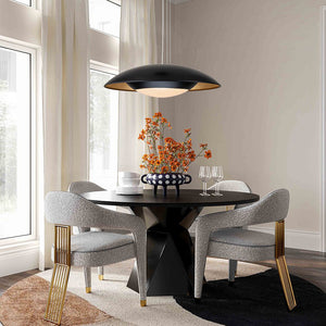 LightFixturesUSA-Contemporary Dimmable Wide UFO LED Pendant Light-Chandelier-Black (Pre-Order)-