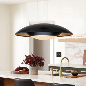 LightFixturesUSA-Contemporary Dimmable Wide UFO LED Pendant Light-Chandelier-Black (Pre-Order)-