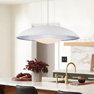 LightFixturesUSA-Contemporary Dimmable Wide UFO LED Pendant Light-Chandelier-White (Pre-Order)-