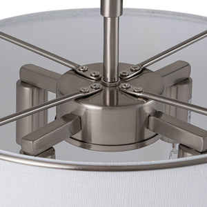 LightFixturesUSA-Contemporary Wide Linen Drum Brass Semi Flush Mount-Ceiling Light-4-Lt-Nickel (Pre-Order)