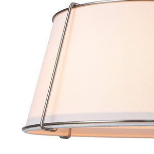 LightFixturesUSA-Contemporary Wide Linen Drum Brass Semi Flush Mount-Ceiling Light-4-Lt-Nickel (Pre-Order)