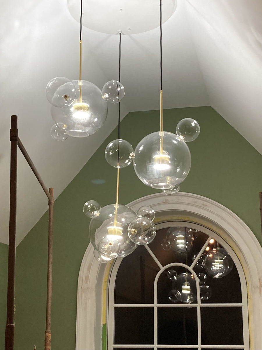 LightFixturesUSA-Creative Cluster Globe Glass Bubble Chandelier-Pendant Light-Round Canopy-