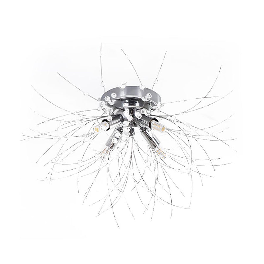 LightFixturesUSA-Crystal Dandelion Chandelier Flush Mount-Ceiling Light-Chrome-4-Light