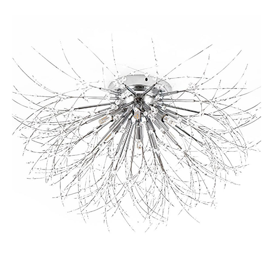 LightFixturesUSA-Crystal Dandelion Chandelier Flush Mount-Ceiling Light-Chrome-5-Light