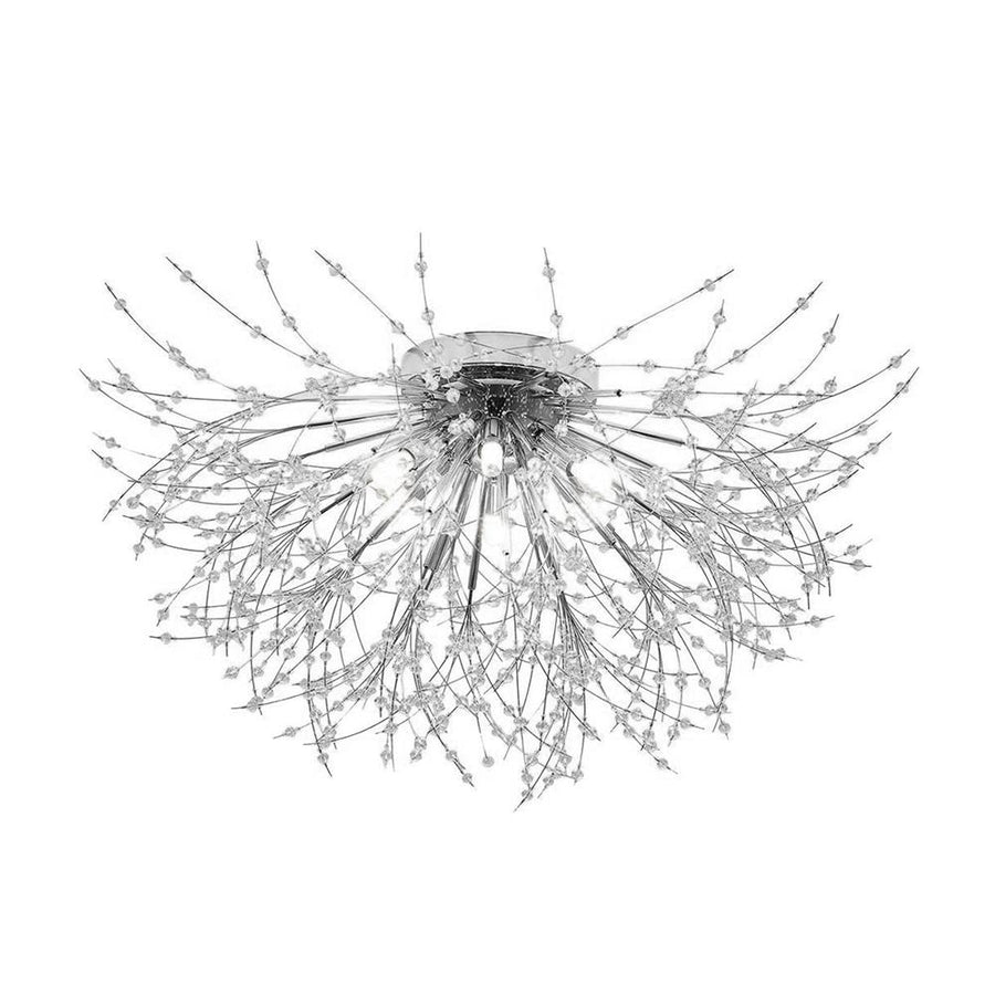 LightFixturesUSA-Crystal Dandelion Chandelier Flush Mount-Flush Mount Light-Chrome-6-Light
