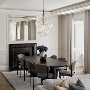 LightFixturesUSA-Dimmable Cluster Ribbed Glass Bubble Chandelier Pendant Light-Chandelier-1-Lt-
