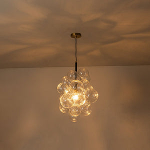 LightFixturesUSA-Dimmable Cluster Ribbed Glass Bubble Chandelier Pendant Light-Chandelier-1-Lt-