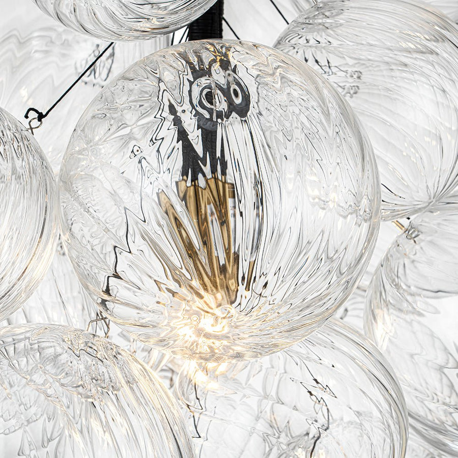 LightFixturesUSA-Dimmable Cluster Ribbed Glass Bubble Chandelier Pendant Light-Chandelier-1-Lt-