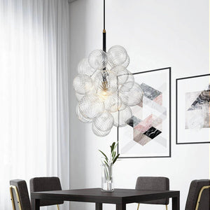 LightFixturesUSA-Dimmable Cluster Ribbed Glass Bubble Chandelier Pendant Light-Chandelier-1-Lt-