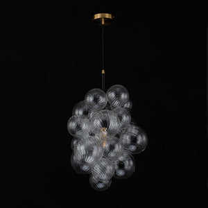 LightFixturesUSA-Dimmable Cluster Ribbed Glass Bubble Chandelier Pendant Light-Chandelier-1-Lt-