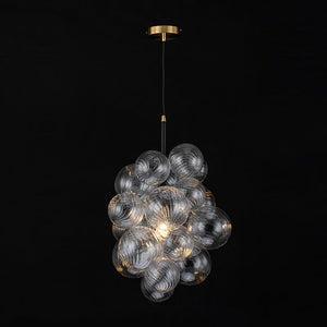 LightFixturesUSA-Dimmable Cluster Ribbed Glass Bubble Chandelier Pendant Light-Chandelier-1-Lt-