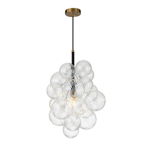 LightFixturesUSA-Dimmable Cluster Ribbed Glass Bubble Chandelier Pendant Light-Chandelier-1-Lt-