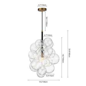 LightFixturesUSA-Dimmable Cluster Ribbed Glass Bubble Chandelier Pendant Light-Chandelier-1-Lt-