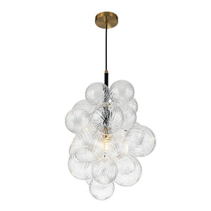 LightFixturesUSA-Dimmable Cluster Ribbed Glass Bubble Chandelier Pendant Light-Chandelier-1-Lt-