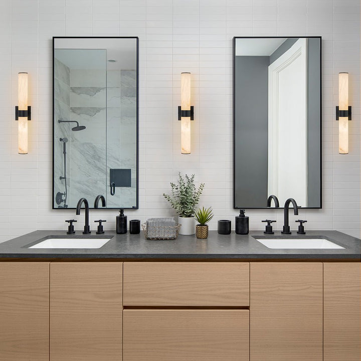 LightFixturesUSA-Dimmable LED Marble Tube Linear Bathroom Wall Sconce-Wall Sconce-Black-