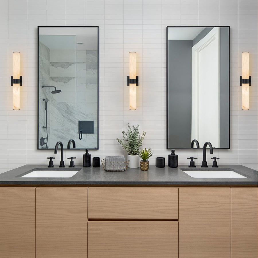 Dimmable LED Marble Tube Linear Bathroom Wall Sconce LightFixturesUSA