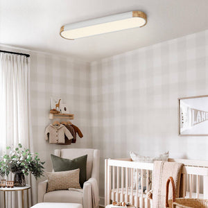 LightFixturesUSA-Dimmable Minimalist Long Oval Flush Mount LED Light-Ceiling Light-White-