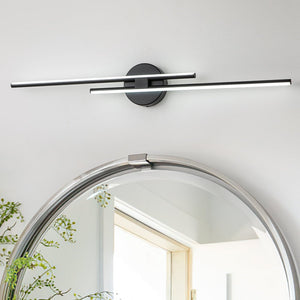 LightFixturesUSA-Dimmable Modern 2-Light Linear LED Wall Sconce Vanity Light-Wall Sconce-Black-23.6 in