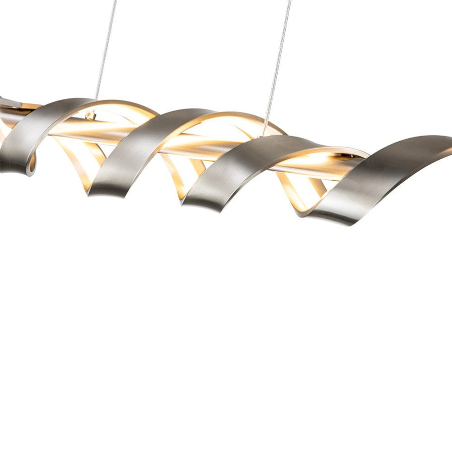 LightFixturesUSA-Dimmable Wavy Linear LED Kitchen Island Pendant-Chandelier-Nickel-