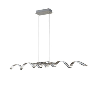 LightFixturesUSA-Dimmable Wavy Linear LED Kitchen Island Pendant-Chandelier-Nickel-