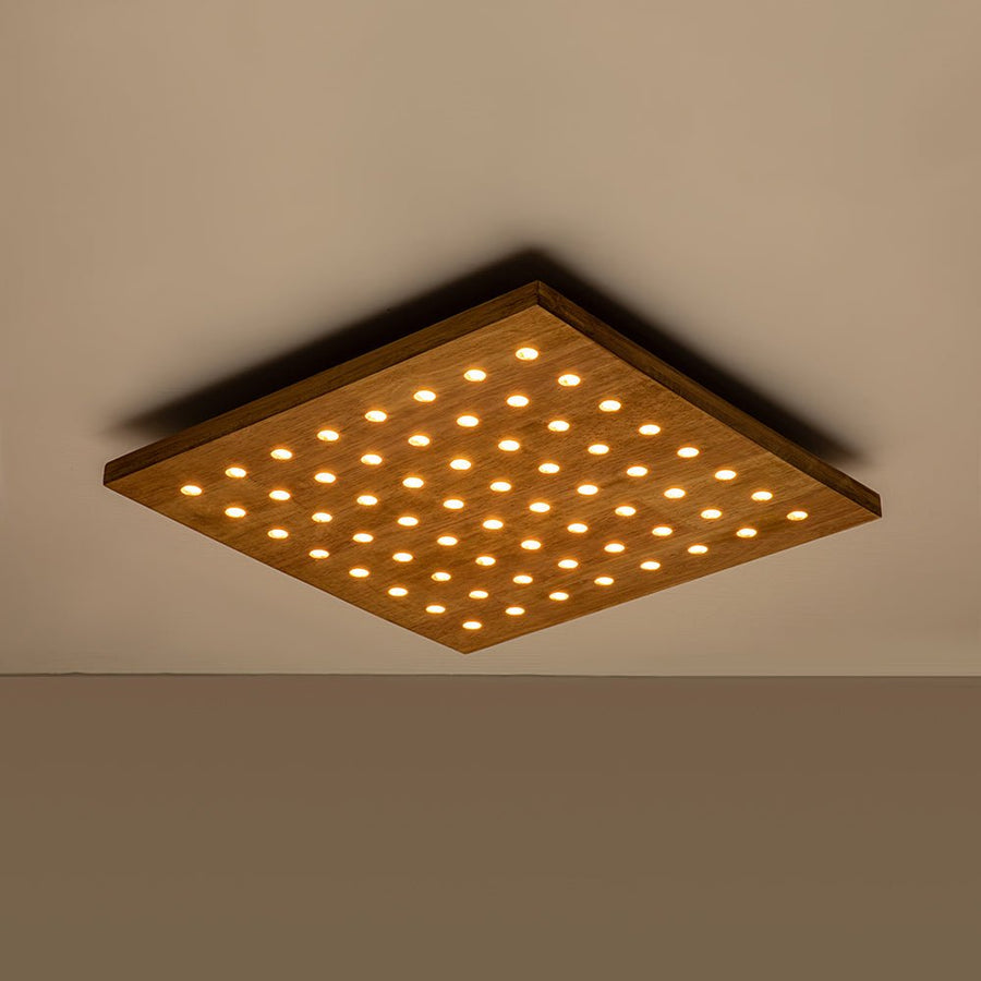 LightFixturesUSA-Farmhouse Square Oak Wood LED Ceiling Light-Ceiling Light-Oak-