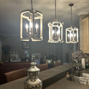 LightFixturesUSA-Farmhouse Wood Cylinder Pendant Light-Chandelier--