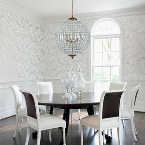 LightFixturesUSA-French Antique Brass Crystal Globe Chandelier-Chandelier-L / 5-Lt-