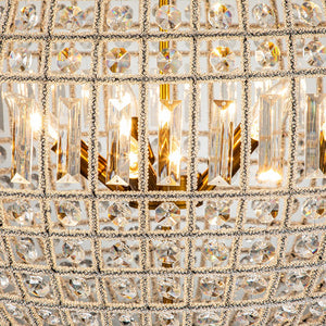 LightFixturesUSA-French Antique Brass Crystal Globe Chandelier-Chandelier-L / 5-Lt-