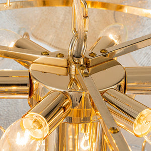 LightFixturesUSA-French Gold Layered Ginkgo Leaf Textured Glass Chandelier-Chandelier-Gold-