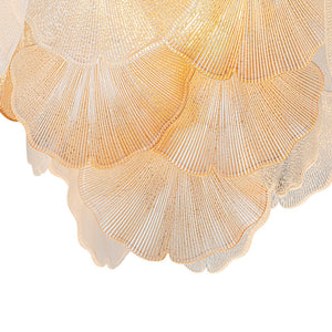 LightFixturesUSA-French Gold Layered Ginkgo Leaf Textured Glass Chandelier-Chandelier-Gold-