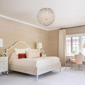 LightFixturesUSA-French Gold Leaf Blossom Crystal Floral Orb Chandelier-Chandelier-20in./6-Lt-