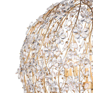 LightFixturesUSA-French Gold Leaf Blossom Crystal Floral Orb Chandelier-Chandelier-30in./8-Lt-