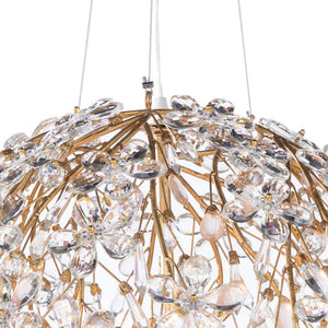 LightFixturesUSA-French Gold Leaf Blossom Crystal Floral Orb Chandelier-Chandelier-30in./8-Lt-