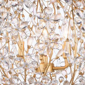 LightFixturesUSA-French Gold Leaf Blossom Crystal Floral Orb Chandelier-Chandelier-30in./8-Lt-