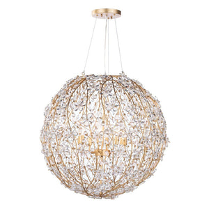 LightFixturesUSA-French Gold Leaf Blossom Crystal Floral Orb Chandelier-Chandelier-30in./8-Lt-