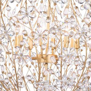 LightFixturesUSA-French Gold Leaf Blossom Crystal Floral Orb Chandelier-Chandelier-30in./8-Lt-