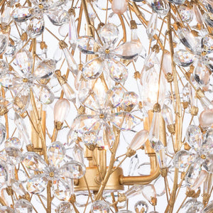 LightFixturesUSA-French Gold Leaf Blossom Crystal Floral Orb Chandelier-Chandelier-30in./8-Lt-