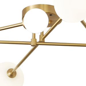 LightFixturesUSA-Frosted Bubble Linear Sputnik Semi Flush Mount-Ceiling Light--