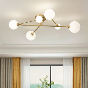 LightFixturesUSA-Frosted Bubble Linear Sputnik Semi Flush Mount-Ceiling Light--