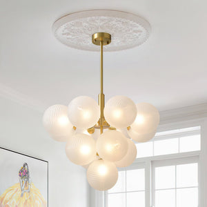 LightFixturesUSA-Frosted Ribbed Glass Bubble Chandelier-Chandelier-13-Lt-