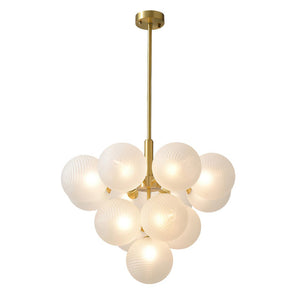 LightFixturesUSA-Frosted Ribbed Glass Bubble Chandelier-Chandelier-13-Lt-