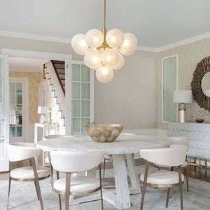 LightFixturesUSA-Frosted Ribbed Glass Bubble Chandelier-Chandelier-13-Lt-