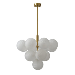 LightFixturesUSA-Frosted Ribbed Glass Bubble Chandelier-Chandelier-13-Lt-