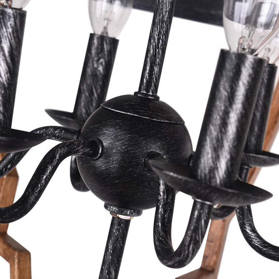 LightFixturesUSA-Geometric Quatrefoil Candle Style Chandelier-Chandelier-Black-