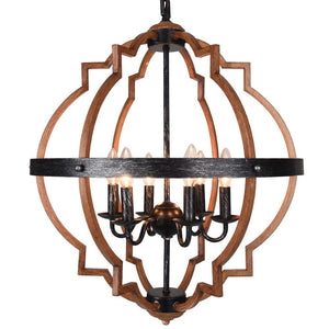 LightFixturesUSA-Geometric Quatrefoil Candle Style Chandelier-Chandelier-Black-
