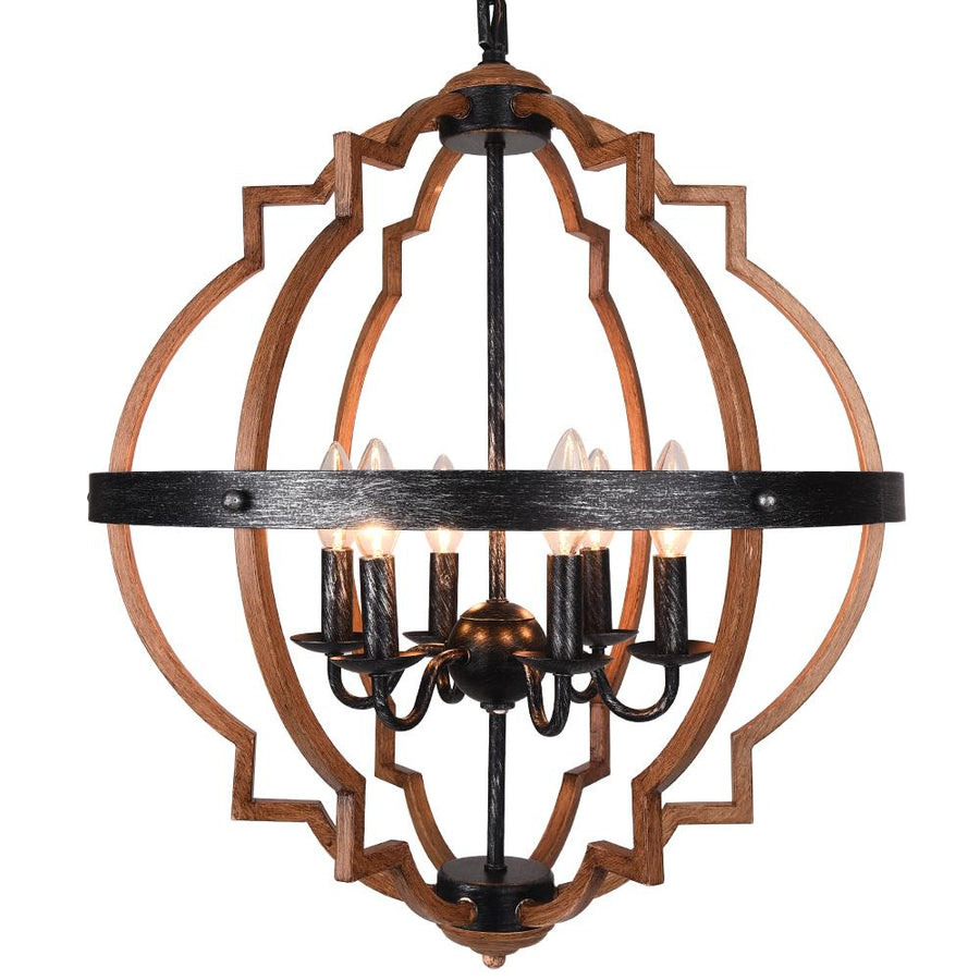 LightFixturesUSA-Geometric Quatrefoil Candle Style Chandelier-Chandelier-Black-