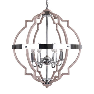 LightFixturesUSA-Geometric Quatrefoil Candle Style Chandelier-Chandelier-Chrome-