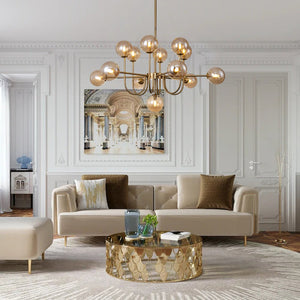 LightFixturesUSA-Glam 13-Light Sputnik Glass Globe Bubble Chandelier-Chandelier-Black-
