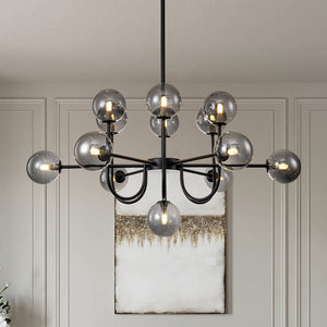 LightFixturesUSA-Glam 13-Light Sputnik Glass Globe Bubble Chandelier-Chandelier-Black-